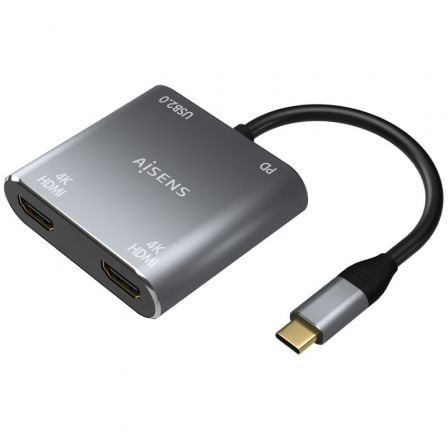 --Conversor USB Tipo-C Aisens A109-0625/ 2x HDMI 4K SST MST Hembra - USB Tipo-C Macho - USB Hembra - USB Tipo-C Hembra-