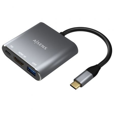 --Conversor Aisens A109-0669/ USB Tipo-C Macho/ HDMI Hembra - USB Hembra - USB Tipo-C Hembra/ 15cm/ Gris-