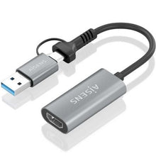 -1-Conversor HDMI Aisens A109-0913/ USB + USB Tipo-C 3.1 Macho - HDMI Macho/ 15cm/ Gris-1