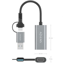 -3-Conversor HDMI Aisens A109-0913/ USB + USB Tipo-C 3.1 Macho - HDMI Macho/ 15cm/ Gris-3