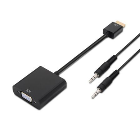 --Conversor Aisens A122-0126/ HDMI Macho - VGA Hembra/ Jack 3.5 Hembra/ 10cm/ Negro-