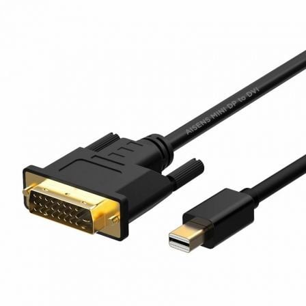 --Cable Conversor Mini DisplayPort Aisens A125-0363/ Mini DisplayPort Macho - DVI Macho/ 2m/ Negro-