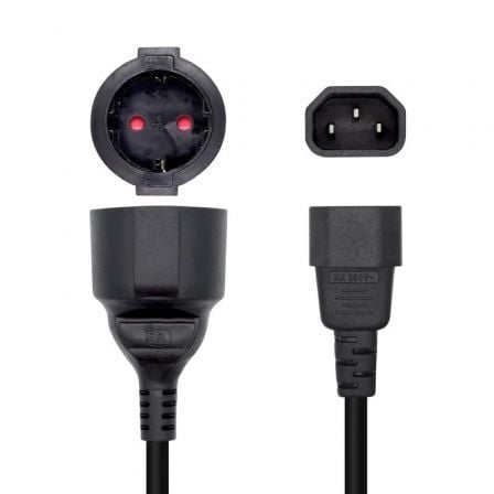 --Adaptador Alimentación Aisens A132-0467/ C14 Macho - CEE7 Hembra/ 25cm/ Negro-