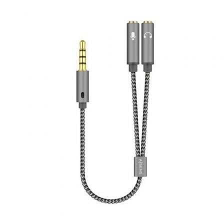 --Cable Estéreo Aisens A128-0415/ Jack 3.5 Macho - 2x Jack 3.5 Hembra/ 25cm/ Gris-