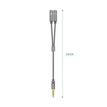 -1-Cable Estéreo Aisens A128-0415/ Jack 3.5 Macho - 2x Jack 3.5 Hembra/ 25cm/ Gris-1