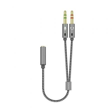 --Cable Estéreo Aisens A128-0417/ Jack 3.5 Hembra - 2x Jack 3.5 Macho/ 25cm/ Gris-