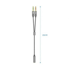 -1-Cable Estéreo Aisens A128-0417/ Jack 3.5 Hembra - 2x Jack 3.5 Macho/ 25cm/ Gris-1