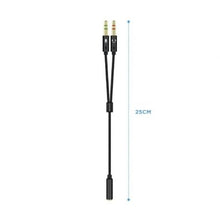 -1-Cable Estéreo Aisens A128-0418/ Jack 3.5 Hembra - 2x Jack 3.5 Macho/ 25cm/ Negro-1