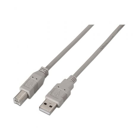 --Cable USB 2.0 Impresora Aisens A101-0003/ USB Tipo-B Macho - USB Macho/ 3m/ Beige-