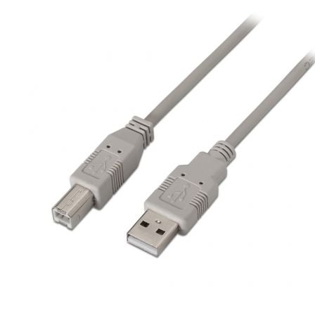 --Cable USB 2.0 Impresora Aisens A101-0004/ USB Tipo-B Macho - USB Macho/ 4.5m/ Beige-