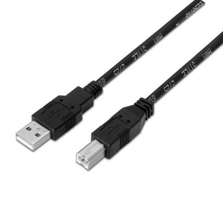 --Cable USB 2.0 Impresora Aisens A101-0007/ USB Tipo-B Macho - USB Macho/ 3m/ Negro-