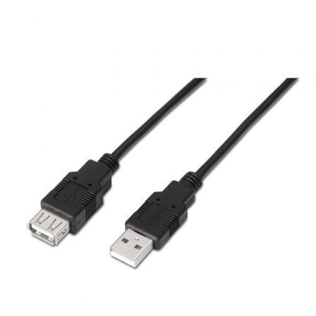 --Cable Alargador USB 2.0 Aisens A101-0015/ USB Macho - USB Hembra/ Hasta 2.5W/ 60Mbps/ 1m/ Negro-