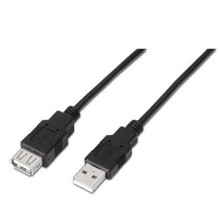 --Cable Alargador USB 2.0 Aisens A101-0017/ USB Macho - USB Hembra/ Hasta 2.5W/ 60Mbps/ 3m/ Negro-