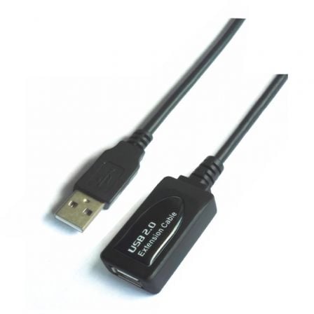 --Cable Alargador USB 2.0 Aisens A101-0020/ USB Macho - USB Hembra/ Hasta 2.5W/ 60Mbps/ 15m/ Negro-