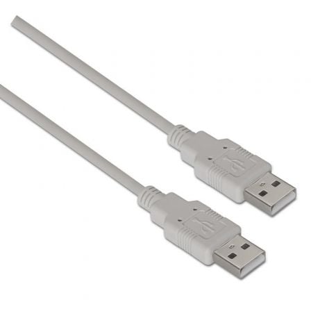 --Cable USB 2.0  Aisens A101-0021/ USB Macho - USB Macho/ 1m/ Beige-