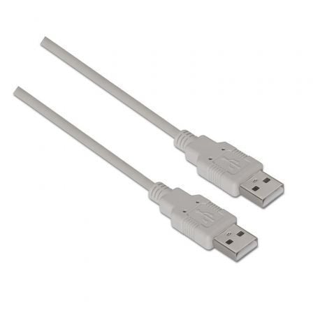 --Cable USB 2.0 Aisens A101-0022/ USB Macho - USB Macho/ Hasta 2.5W/ 60Mbps/ 2m/ Beige-