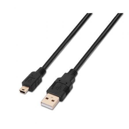--Cable USB 2.0 Aisens A101-0023/ USB Macho - USB Mini Macho/ 50cm/ Negro-