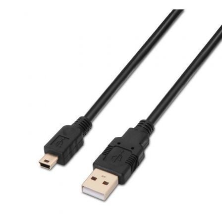 --Cable USB 2.0 Aisens A101-0024/ USB Macho - MiniUSB Macho/ 1m/ Negro-