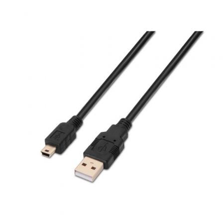 --Cable USB 2.0 Aisens A101-0025/ USB Macho - USB Mini/ Hasta 2.5W/ 60Mbps/ 1.8m/ Negro-