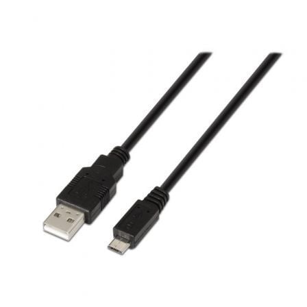 --Cable USB 2.0 Aisens A101-0028/ USB Macho - MicroUSB Macho/ Hasta 2.5W/ 60Mbps/ 1.8m/ Negro-