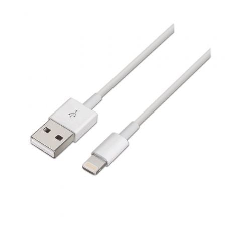 --Cable USB 2.0 Lightning Aisens A102-0036/ USB Macho - Lightning Macho/ 2m/ Blanco-