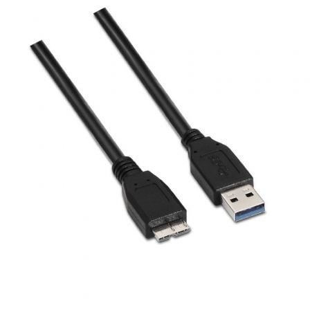 --Cable USB 3.0 Aisens A105-0043/ USB Macho - MicroUSB Macho/ Hasta 9W/ 625Mbps/ 1m/ Negro-