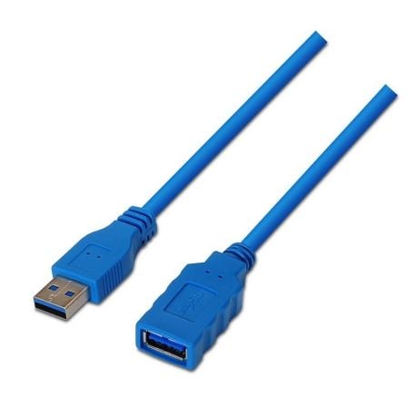 --Cable Alargador USB 3.0 Aisens A105-0046/ USB Macho - USB Hembra/ Hasta 9W/ 625Mbps/ 2m/ Azul-