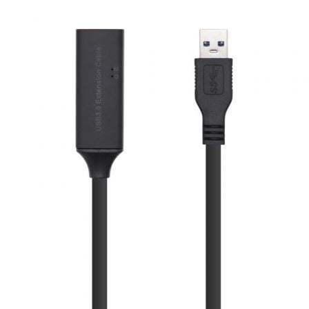 --Cable Alargador USB 3.0 con Amplificador Aisens A105-0407/ USB Macho - USB Hembra/ Hasta 9W/ 625Mbps/ 5m/ Negro-