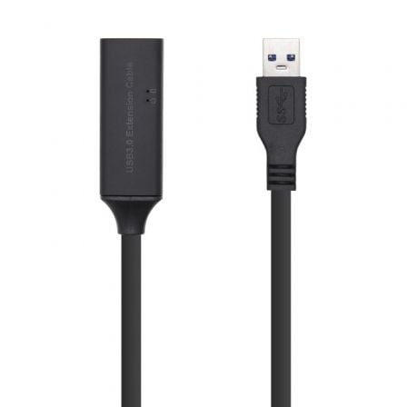 --Cable Alargador USB 3.0 con Amplificador Aisens A105-0408/ USB Macho - USB Hembra/ Hasta 9W/ 625Mbps/ 10m/ Negro-