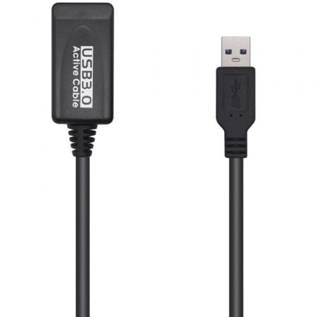 --Cable Alargador USB 3.0 con Amplificador Aisens A105-0525/ USB Macho - USB Hembra/ Hasta 9W/ 625Mbps/ 5m/ Negro-