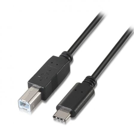 --Cable USB 2.0 Impresora Aisens A107-0053/ USB Tipo-C Macho - USB Tipo-B Macho/ 480Mbps/ 1m/ Negro-