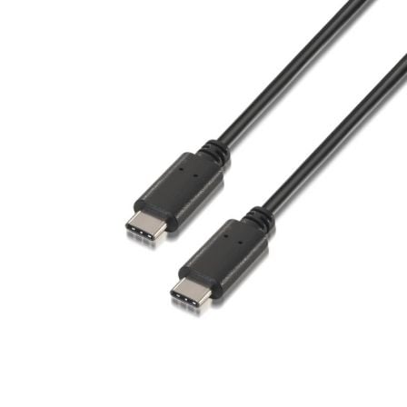 --Cable USB 2.0 Tipo-C Aisens A107-0056/ USB Tipo-C Macho - USB Tipo-C Macho/ 480Mbps/ 1m/ Negro-