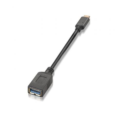 --Cable USB 3.1 Tipo-C Aisens A107-0062/ USB Tipo-C Macho - USB Hembra/ 5Gbps/ 15cm/ Negro-