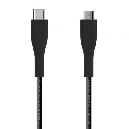 --Cable USB 2.0 Aisens A107-0349/ USB Tipo-C Macho - MicroUSB Macho/ 480Mbps/ 1m/ Negro-