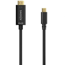 --Cable Conversor HDMI 4K Aisens A109-0624/ USB Tipo-C Macho - HDMI Macho/ Hasta 27W/ 1250Mbps/ 1.8m/ Negro-