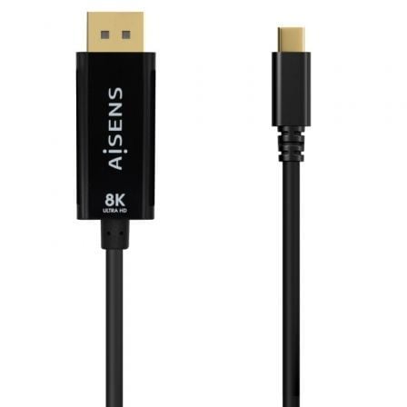 --Cable Conversor Aisens A109-0689/ USB Tipo-C Macho - DisplayPort Macho/ Hasta 27W/ 1250Mbps/ 1.8m/ Negro-