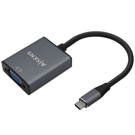 --Conversor Aisens A109-0691/ USB Tipo-C Macho - VGA Hembra/ Hasta 27W/ 1250Mbps/ 15cm/ Gris-