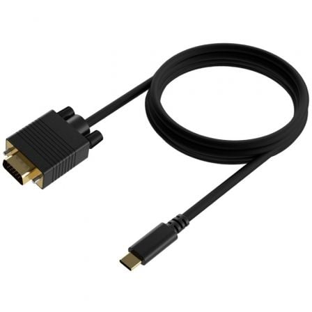 --Cable Conversor Aisens A109-0692/ USB Tipo-C Macho - VGA Macho/ Hasta 27W/ 1250Mbps/ 80cm/ Negro-