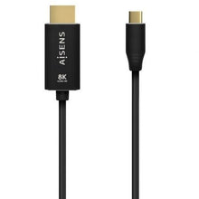 --Cable Conversor Aisens A109-0712/ USB Tipo-C Macho - HDMI 8K Macho/ Hasta 27W/ 6000Mbps/ 2m/ Negro-