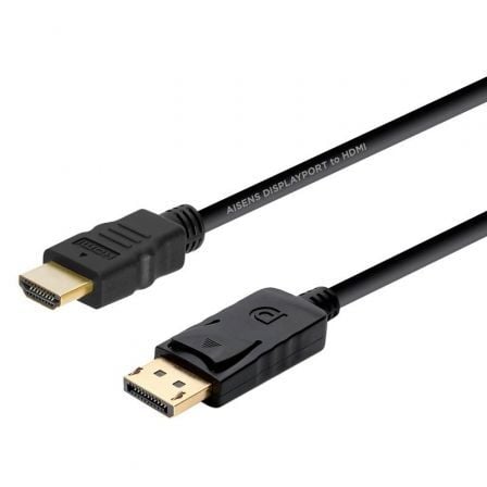 --Cable Conversor Aisens A125-0364/ DisplayPort Macho - HDMI Macho/ Hasta 5W/ 2300Mbps/ 2m/ Negro-