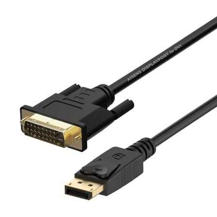 --Cable Conversor Aisens A125-0366/ DisplayPort Macho - DVI Macho/ Hasta 5W/ 2300Mbps/ 2m/ Negro-