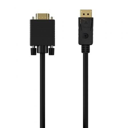 --Cable Conversor Aisens A125-0552/ DisplayPort Macho - VGA Macho/ Hasta 5W/ 2300Mbps/ 1m/ Negro-