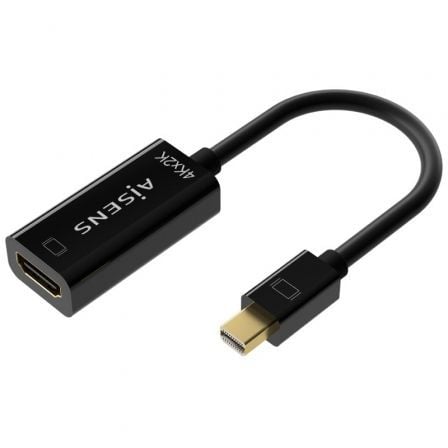 --Cable Conversor Aisens A125-0643/ Mini DisplayPort Macho - HDMI Hembra/ Hasta 5W/ 2300Mbps/ 15cm/ Negro-