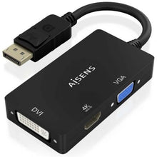 -1-Cable Conversor Aisens A125-0861/ DisplayPort Macho/ VGA Hembra - DVI Hembra - HDMI 4K Hembra/ 15cm/ Negro-1