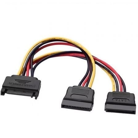 --Cable Alimentación Aisens A131-0353/ SATA Macho - 2x SATA Hembra/ Hasta 54W/ 20cm/ Negro-