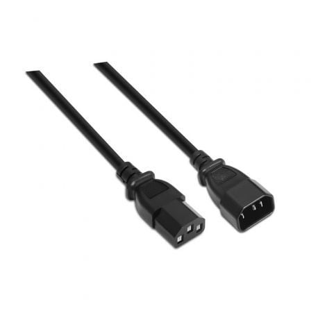 --Cable Alargador de Alimentación CPU Aisens A132-0171/ IEC C13 Hembra - IEC C14 Macho/ Hasta 1500W/ 1.5m/ Negro-