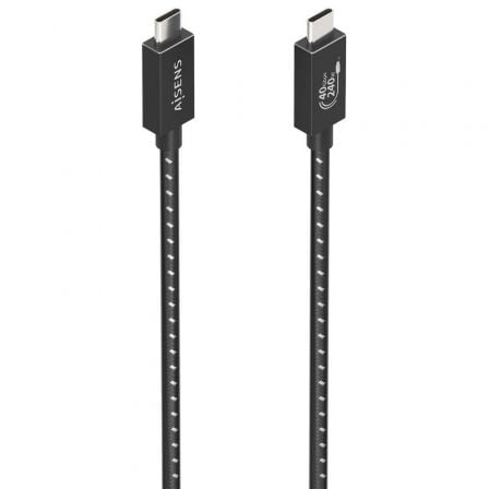 --Cable USB 4.0 Tipo-C Aisens A156-0868/ USB Tipo-C Macho - USB Tipo-C Macho/ Hasta 240W/ 40Gbps/ 1.5m/ Gris-