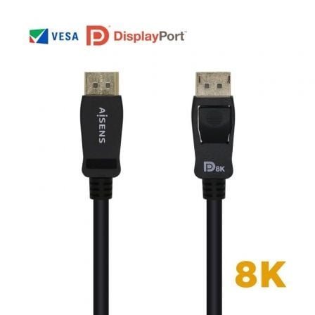 --Cable DisplayPort 1.4 8K Aisens A149-0431/ DisplayPort Macho - DisplayPort Macho/ 1m/ Certificado/ Negro-