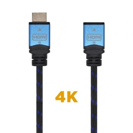 --Cable Alargador HDMI Aisens A120-0452/ HDMI Macho - HDMI Hembra/ 1m/ Negro/ Azul-