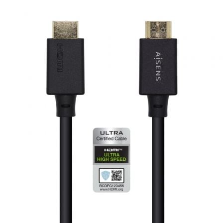--Cable HDMI 2.1 8K Aisens A150-0420/ HDMI Macho - HDMI Macho/ 50cm/ Certificado/ Negro-